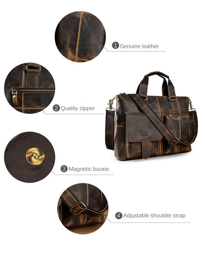 Attache Portfolio Leather Laptop Bag For Men - skyjackerz