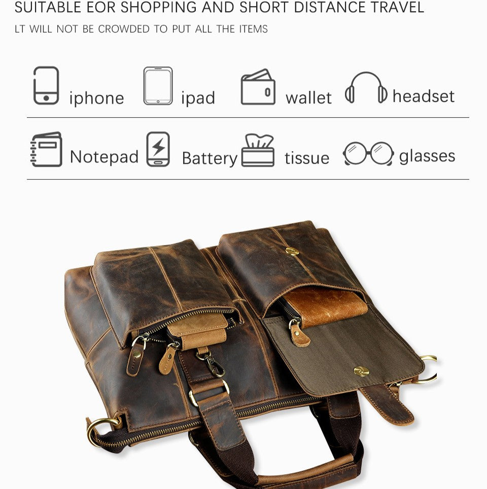 Attache Portfolio Leather Laptop Bag For Men - skyjackerz