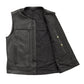 Black / Small Rampage Men's Motorcycle Leather Vest - skyjackerz