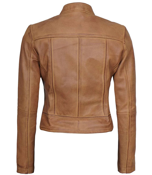 X Small Women Camel Racer Jacket - skyjackerz