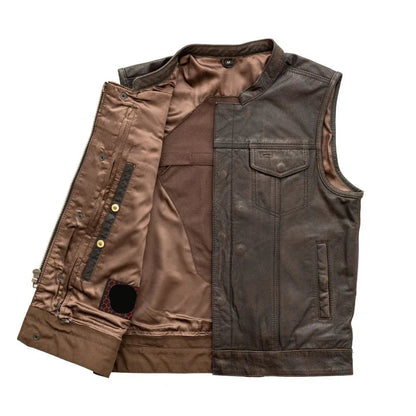 Black / Small Sharp Shooter - Men's Motorcycle Leather Vest - skyjackerz