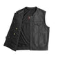 Black / Small Sharp Shooter - Men's Motorcycle Leather Vest - skyjackerz