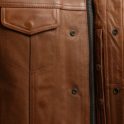 Black / Small Sharp Shooter - Men's Motorcycle Leather Vest - skyjackerz