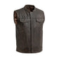 Brown / Small Sharp Shooter - Men's Motorcycle Leather Vest - skyjackerz