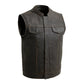 Olive / Small Sharp Shooter - Men's Motorcycle Leather Vest - skyjackerz