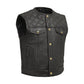 Black / Small Shell Shock - Men's Motorcycle Leather Vest - skyjackerz