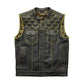 Black - Yellow / Small Sinister - Men's Motorcycle Leather Vest - skyjackerz