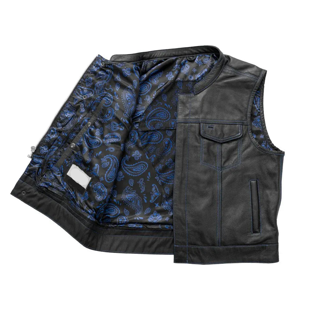 Gold / Small Club Style Men's Motorcycle Leather Vest - skyjackerz