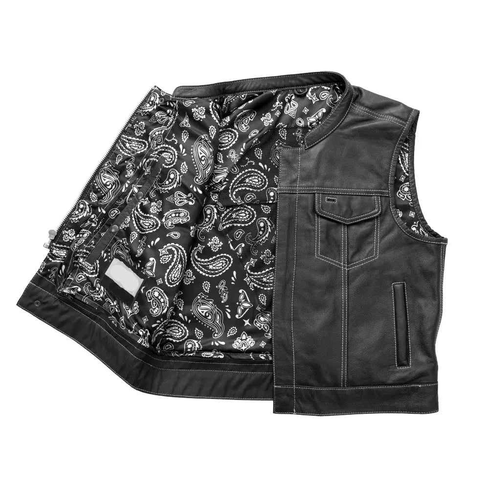 Gold / Small Club Style Men's Motorcycle Leather Vest - skyjackerz