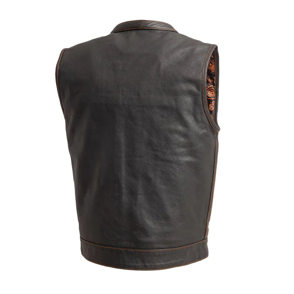 Green / Small Club Cut Men's Motorcycle Leather Vest - skyjackerz