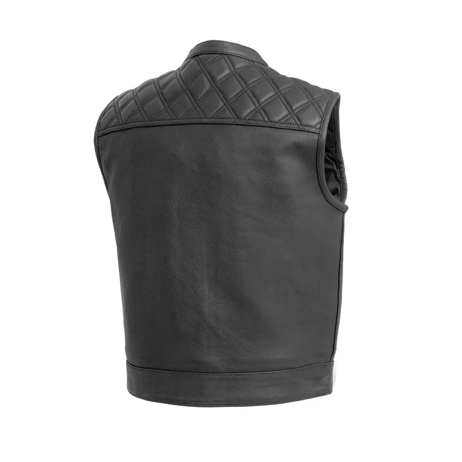 Black / Small Upside Men's Club Style Leather Vest - skyjackerz