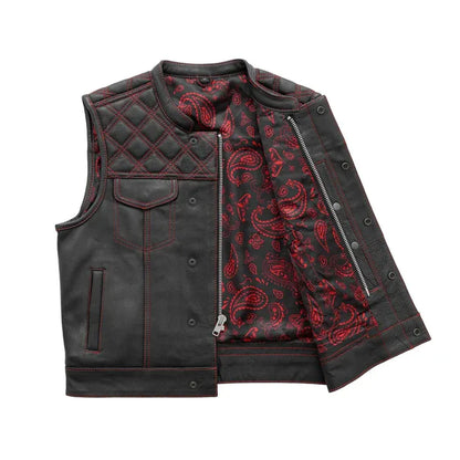 Black / Small Upside Men's Club Style Leather Vest - skyjackerz