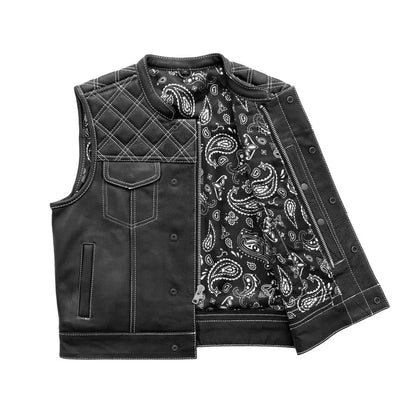 Black / Small Upside Men's Club Style Leather Vest - skyjackerz