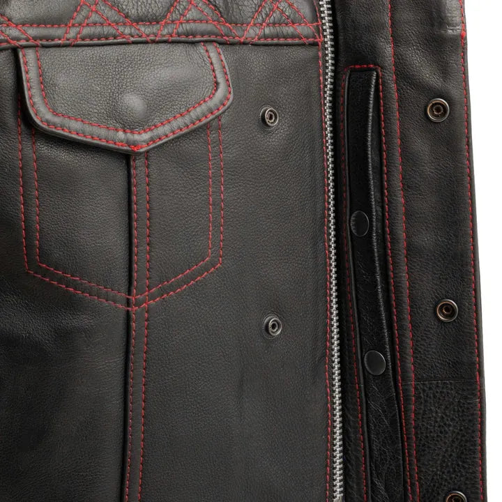 Black / Small Upside Men's Club Style Leather Vest - skyjackerz