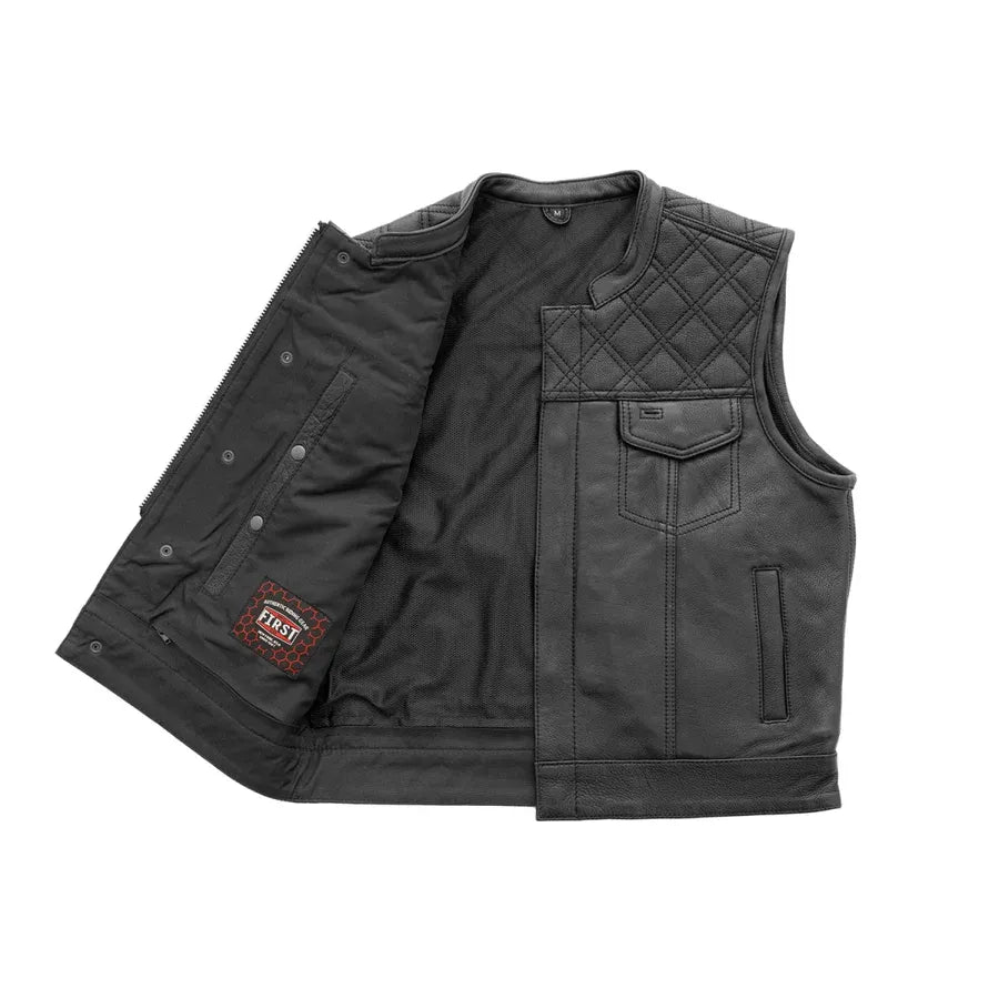 Black / Small Upside Men's Club Style Leather Vest - skyjackerz