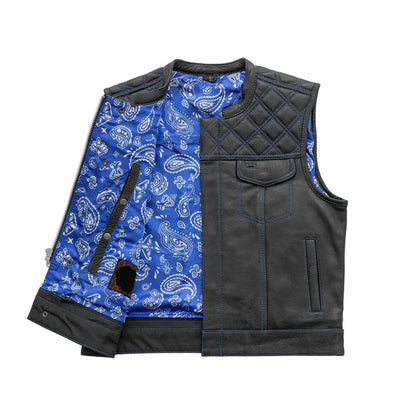 Black / Small Upside Men's Club Style Leather Vest - skyjackerz