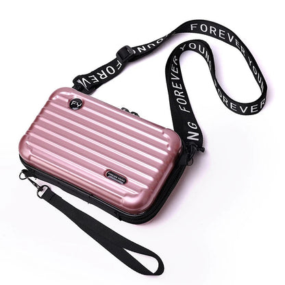Black / One Size Women's Leather Crossbody Purse - Mini Suitcase Shape - skyjackerz