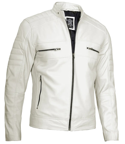 Medium Off White Racer Jacket - skyjackerz