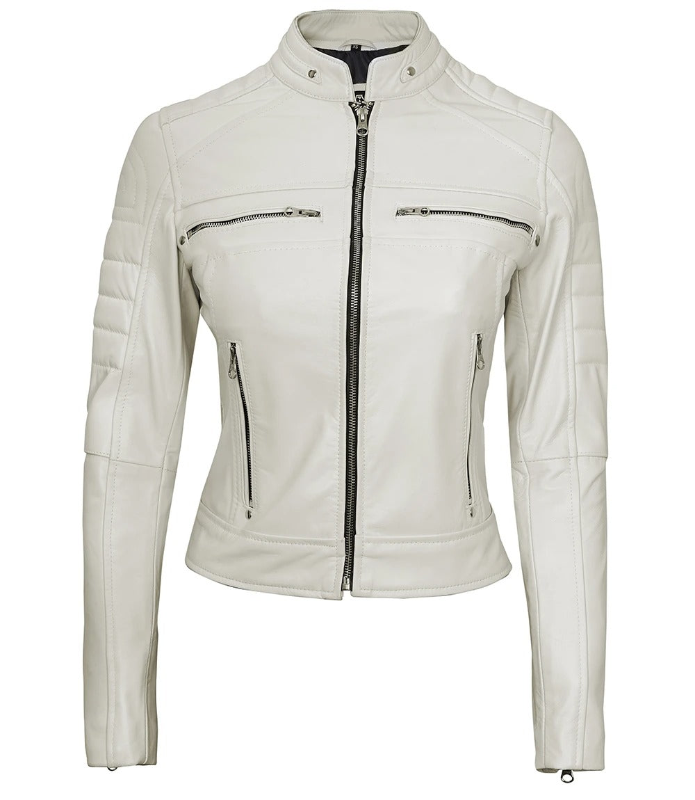 X Small Women Off White Racer Jacket - skyjackerz