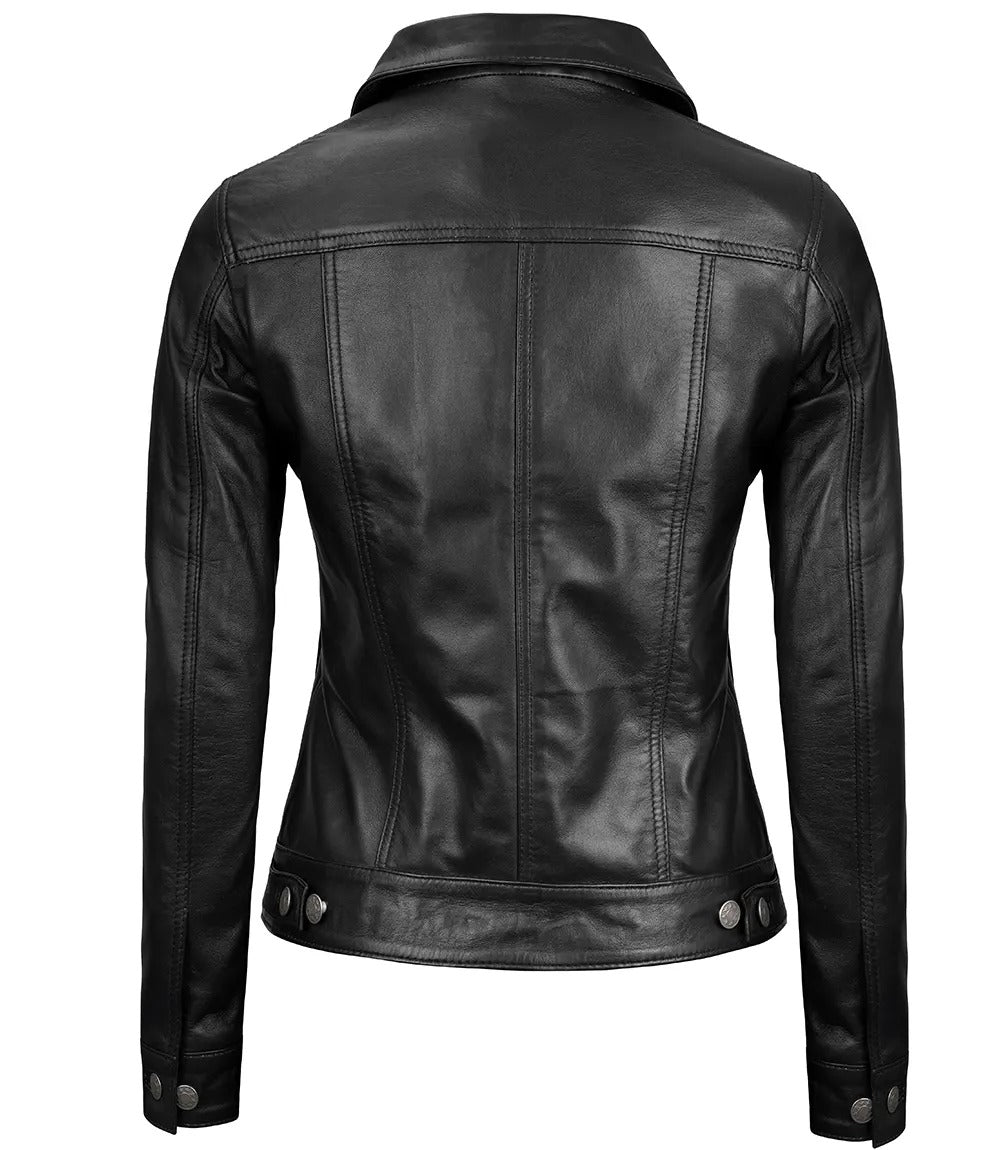 Women Black Trucker Jacket