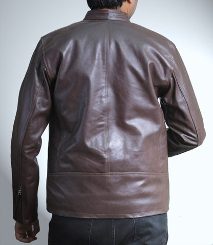 Plain Dark Brown Leather Jacket For Men - skyjackerz