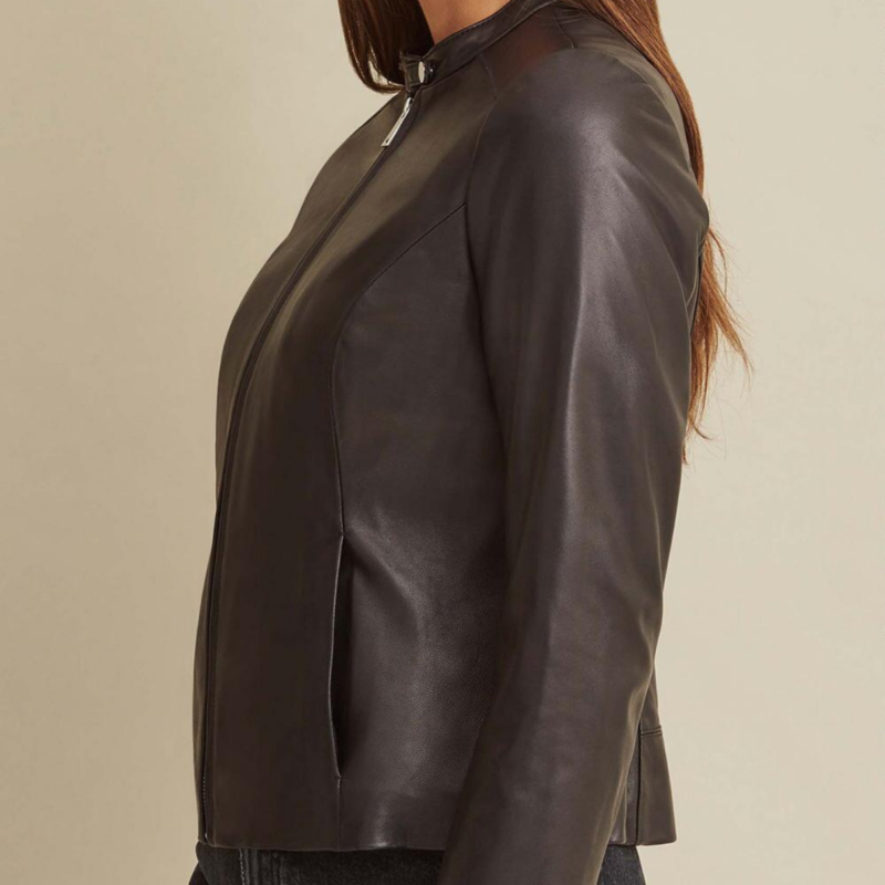 Plain leather jacket clearance womens