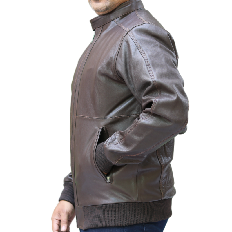 Plain Dark Brown Leather Biker Jacket For Men - skyjackerz