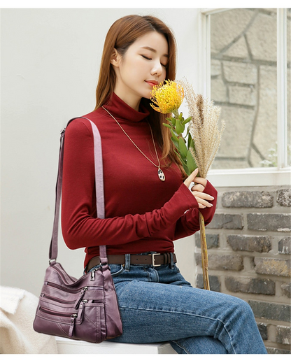 Burgundy Aubrey Leather Shoulder Bag for Women - Stylish Handbag - skyjackerz