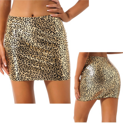 White / S Glossy Latex Miniskirt For Women - skyjackerz