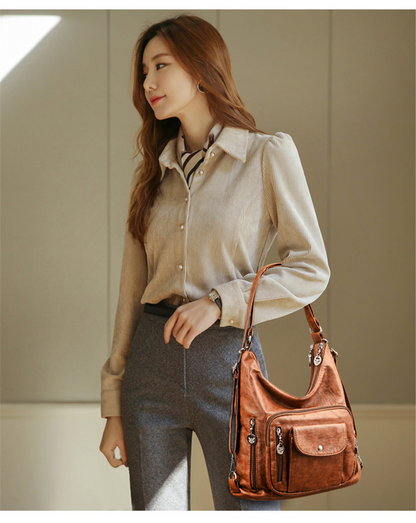 Yellow Vintage Leather Backpack for Women - Classic Leather Bag - skyjackerz
