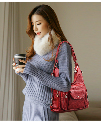 Yellow Vintage Leather Backpack for Women - Classic Leather Bag - skyjackerz