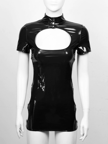 Women's Sexy Cutout Latex Dress - skyjackerz