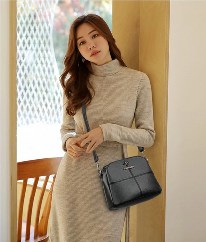 Black-2 Small Leather Crossbody Purse for Women - Pin Design - skyjackerz