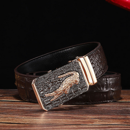 5 / 105 cm Men's Automatic Crocodile Leather Belt - skyjackerz