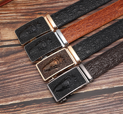 1 / 105 cm Men's Crocodile Head Genuine Leather Belt - skyjackerz