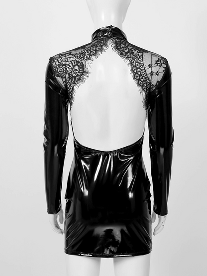 Women's Backless Leather Dress - skyjackerz