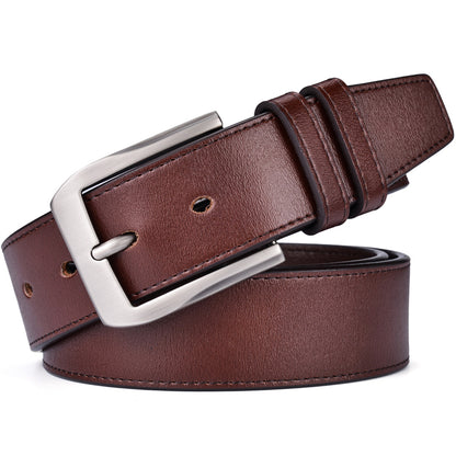 Black-BK / 90 Men's Classic Stitched Leather Belt - skyjackerz