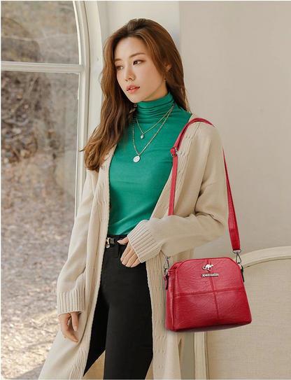 Red-2 Small Leather Crossbody Purse for Women - Pin Design - skyjackerz