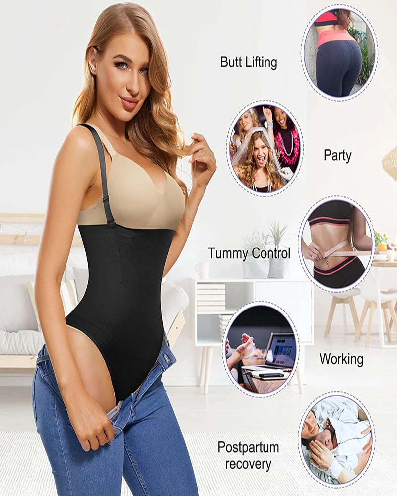 Black / XS Open Bust Invisible Belly Shaper - skyjackerz