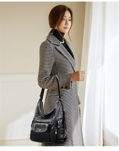 Yellow Vintage Leather Backpack for Women - Classic Leather Bag - skyjackerz