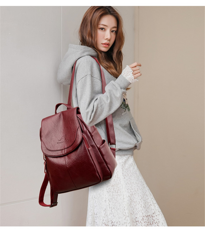 Golden Grace Leather Backpack for Women - Stylish Leather Bag - skyjackerz