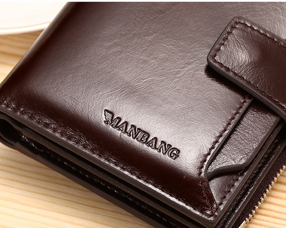 Men's Zipper Anti-Scam Leather Wallet - skyjackerz