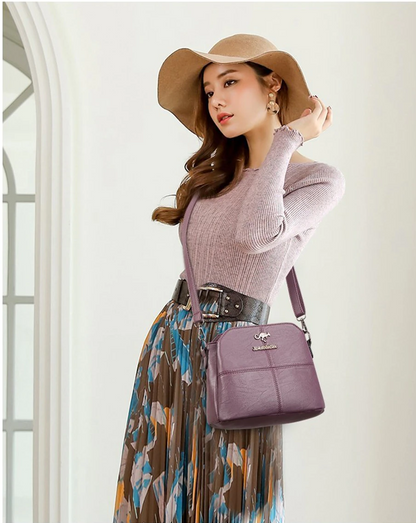 Purple-2 Small Leather Crossbody Purse for Women - Pin Design - skyjackerz