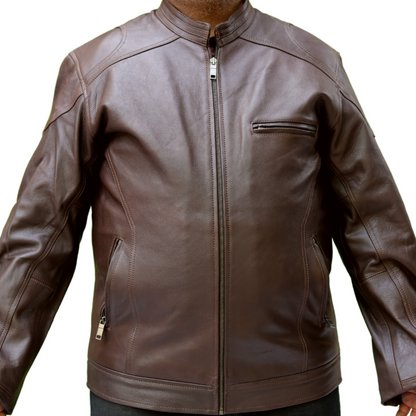 Medium / Brown Plain Leather Jacket For Men - skyjackerz