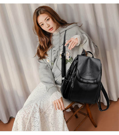 Golden Grace Leather Backpack for Women - Stylish Leather Bag - skyjackerz