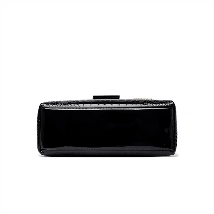 Black Women's Crocodile Leather Shoulder Bag - Leather Handbag - skyjackerz