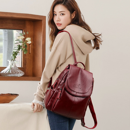 Golden Grace Leather Backpack for Women - Stylish Leather Bag - skyjackerz