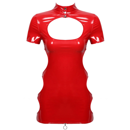 Women's Sexy Cutout Latex Dress - skyjackerz