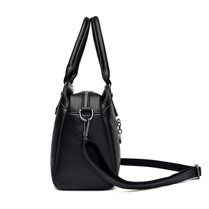 Black Ava Leather Crossbody Messenger Bag for Women - skyjackerz