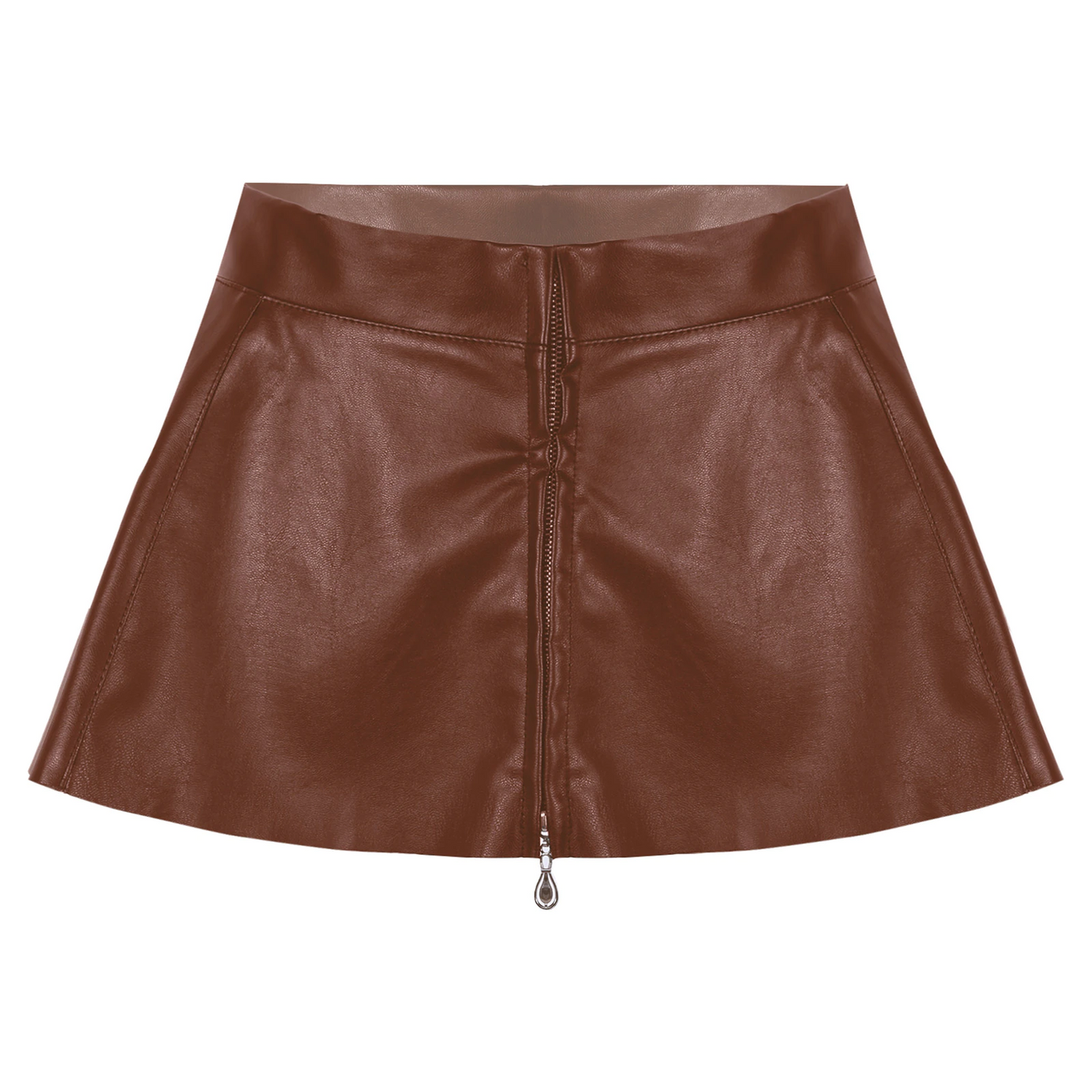 Brown / XS Women's Leather Mini Skirt - skyjackerz